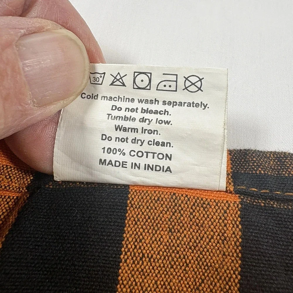 Urban Villa Set of 8 Cloth Napkins Orange Black Buffalo Check Halloween
